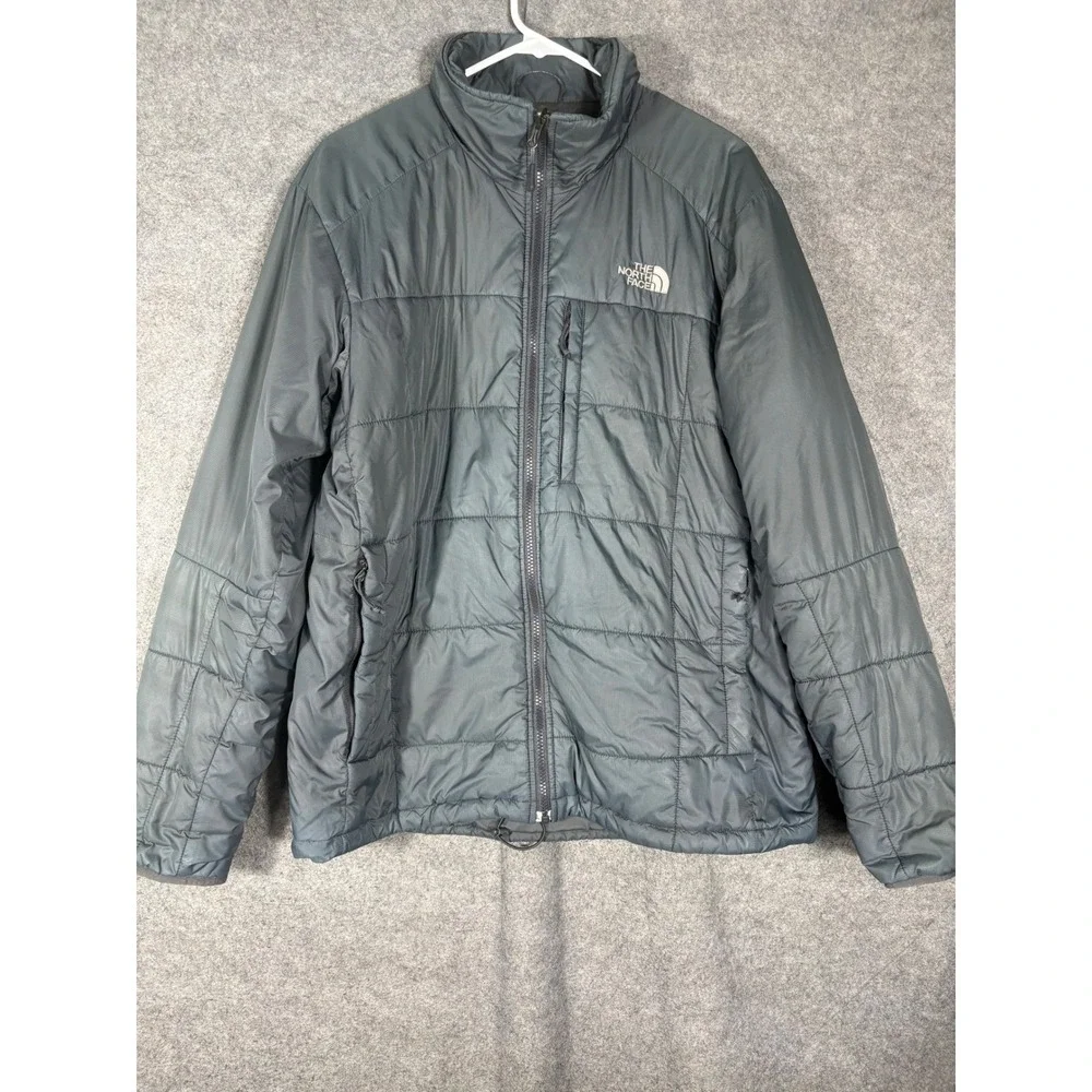 The North Face Mens Gray Primaloft Insulated Puffer Jacket Full Zip Large F10